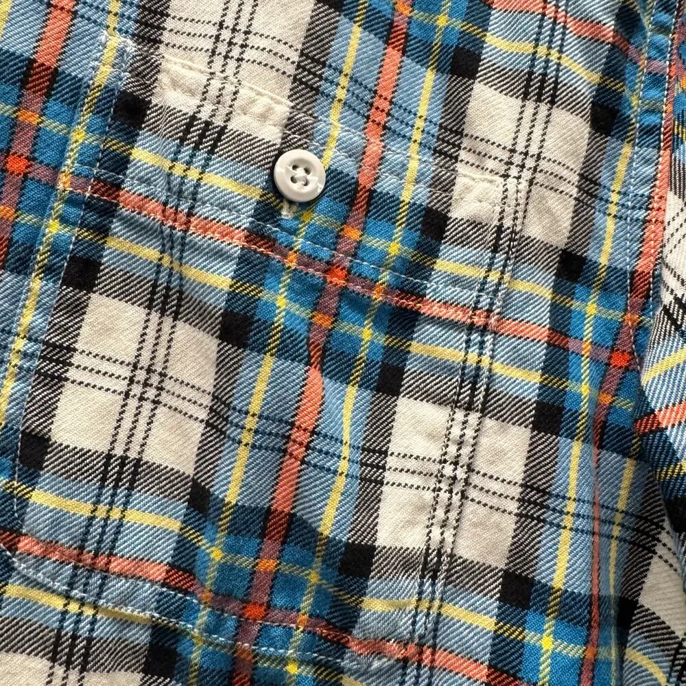 J Crew Shirt Midweight Flannel Button Up‎ Coastal Blue Pink Plaid Mens Large L